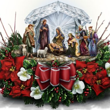 Crystal Nativity Floral Piece