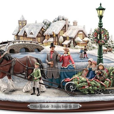 Thomas Kinkade Bringing Home The Tree Sculpture