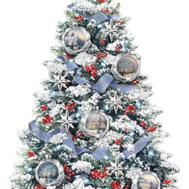 Thomas Kinkade Musical Christmas Tabletop Tree With Crystal Base