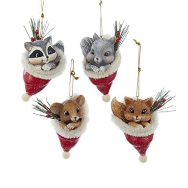 Vintage Animal IN Santa Hat Ornament