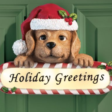 Motion Activated Puppy Holiday Greetings Door Decor