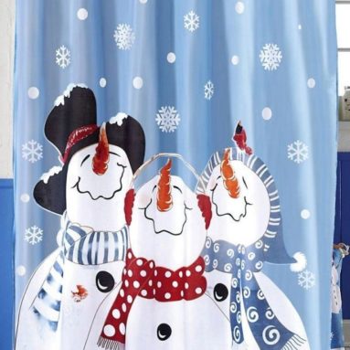 Frosty Friends Snowman Christmas Holiday Shower Curtain