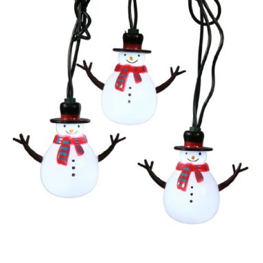 10 LED Cool White Snowman Christmas Lights