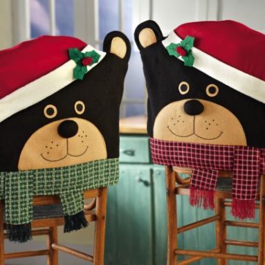 Holiday Country Christmas Bears Dining Chair Covers