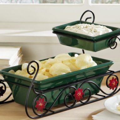Christmas Holiday Chip & Dip Serving Sleigh For Entertaining