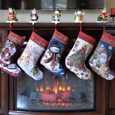 Set of 5 Santa, Snowman, Reindeer & Tree Christmas Stockings