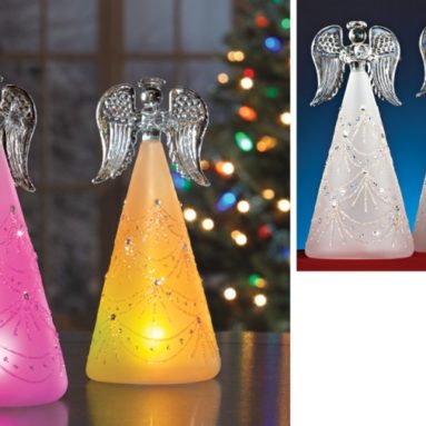 Christmas Color Changing Glass Tabletop Angels Decoration