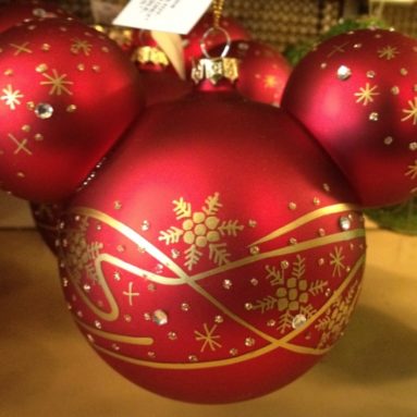 Disney Parks Mickey Ears Red & Gold Ornament