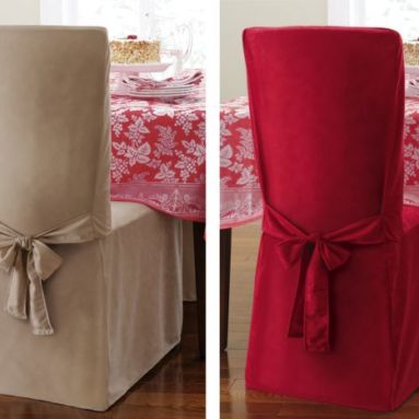 Faux Suede Holiday Dining Chair Cover Tieback