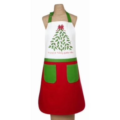 Holiday Tree Full Apron Red