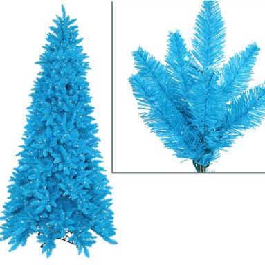 Pre-Lit Slim Sky Blue Ashley Spruce Christmas Tree