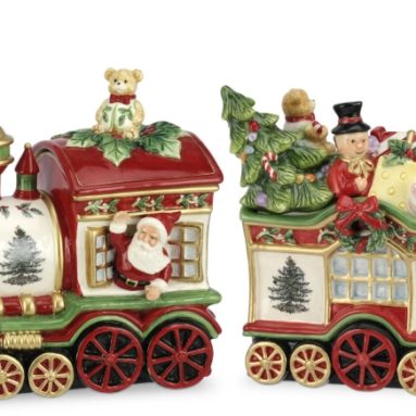 Christmas Tree 2-Piece Train Set Covered Cookie Jar