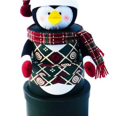 Penguin Stacking Tower Christmas Holiday Gift Basket