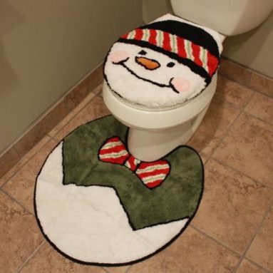 Snowman Toilet Décor Set w/ Lid Cover & Rug