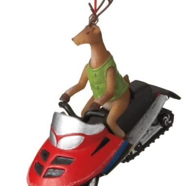Deer on a Snowmobile Ornament