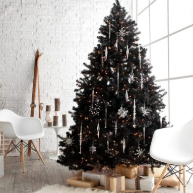 Classic Black Full Pre-lit Christmas Tree