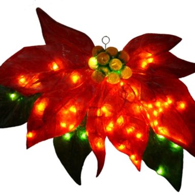 Illuminated Fiberglass Poinsettia Christmas Light