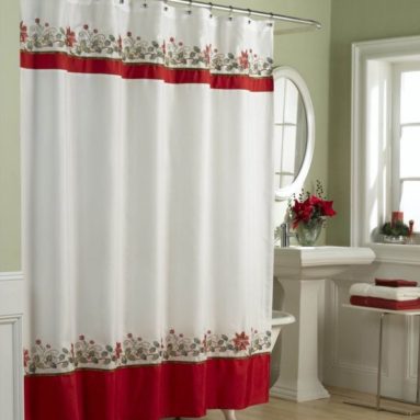 Poinsettia Fabric Shower Curtain
