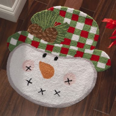 Rustic Country Snowman Holiday Accent Rug