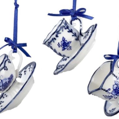 Porcelain Delft Blue Cup and Saucer Ornament