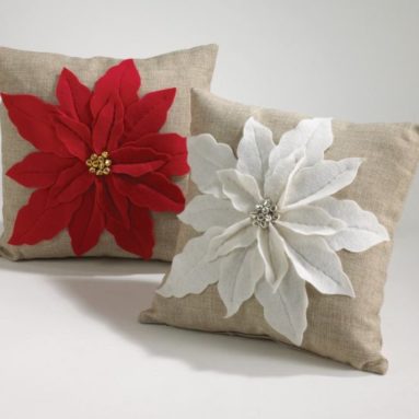 Red Poinsettia Throw Pillow