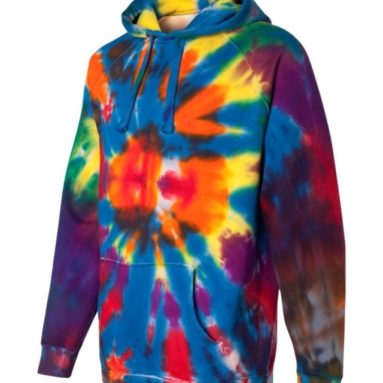 Rainbow Multi-Color Cut-Spiral Frayed Hooded Sweatshirt