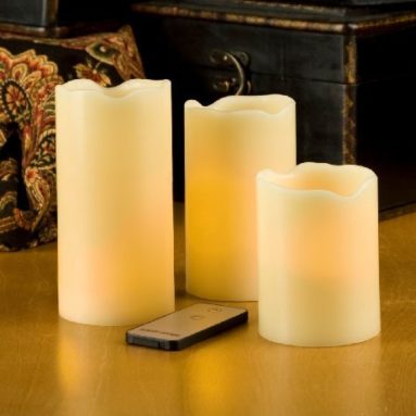 Lily’s Home Flameless Ivory Pillar Candles with Remote Control