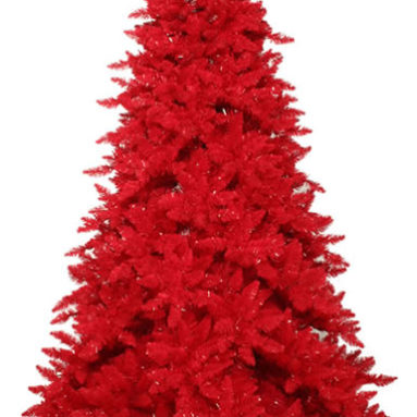 7.5′ Pre-Lit Slim Red Ashley Spruce Artificial Christmas Tree