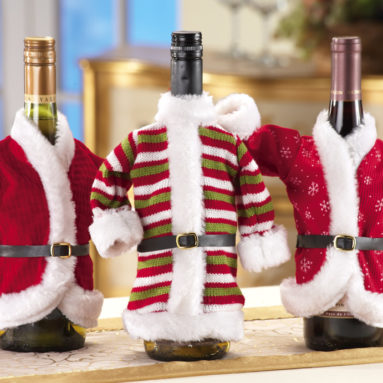 Decorative Christmas Holiday Wine Bottle Jacket Covers