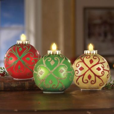 3 Glittered Ornament Shaped Lights