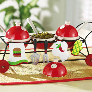 3 Part Grill Shaped Condiment Holder