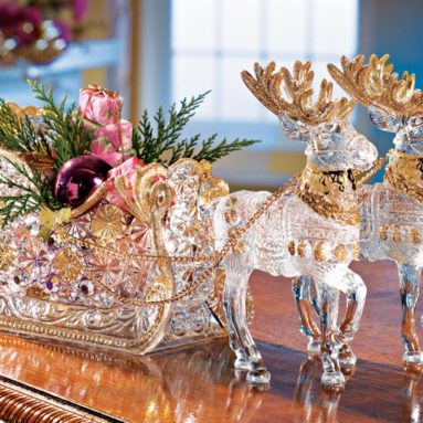 Crystal Reindeer & Sleigh Holiday Centerpiece