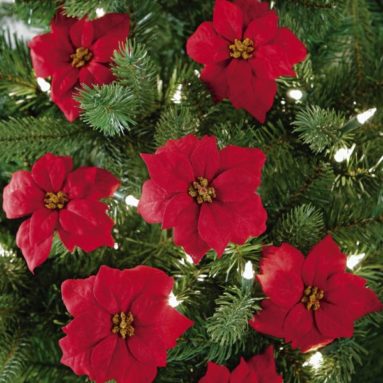 Red Holiday Poinsettia Christmas Tree Clips