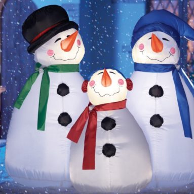 Lighted Snowman Trio Inflatable Yard Decoration