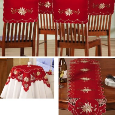 Christmas Elegance Embroidered Holiday Table Linens