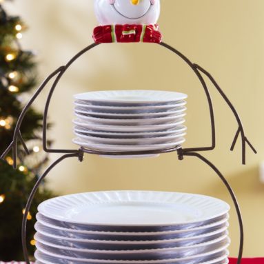 Snowman Buffet Rack Holiday Plate Holder
