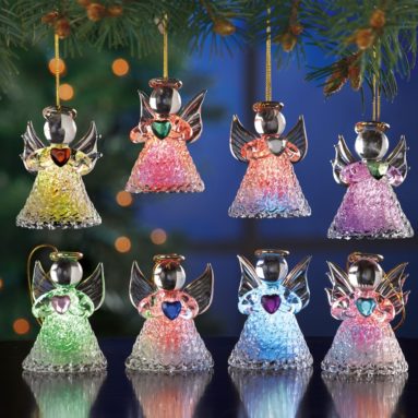 Color Changing Glass Angel Ornaments