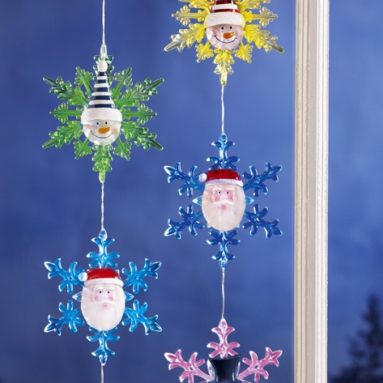 Santa and Snowmen Color Changing Snowflakes Light Set