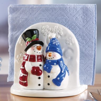 Snow Couple Holiday Salt & Pepper Accessory Set