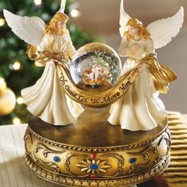 Musical Angels Christmas Holiday Snow Globe w/ Baby Jesus